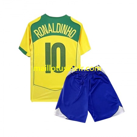 Maillot de Foot Brésil Ronaldiho 10 2004 Domicile Retro - Enfant Maillot de Foot Brésil Ronaldiho 10 2004 Domicile Retro - Enfant